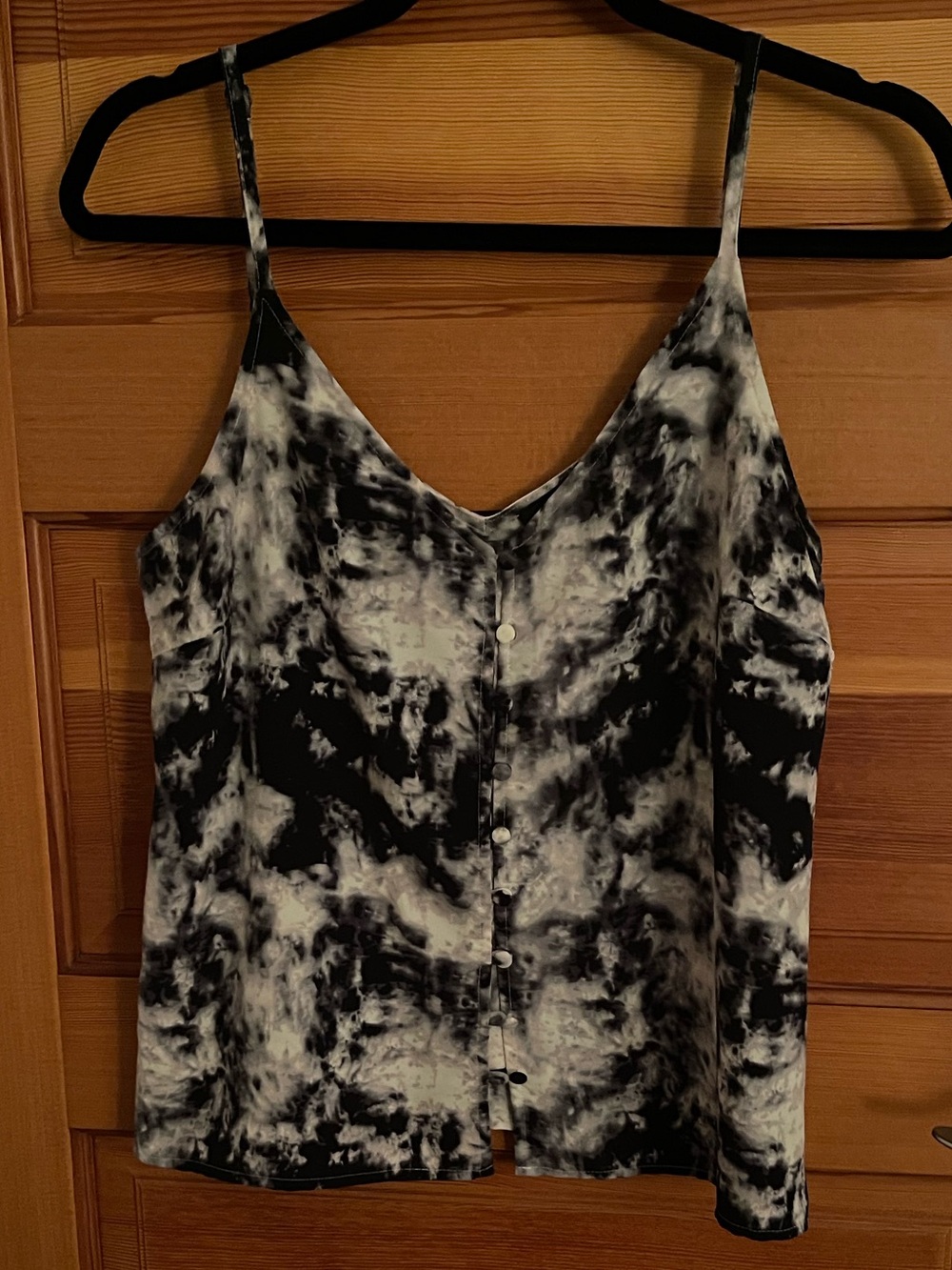 Sanctuary Tie-Dye Black & White Button-Front Cami - EUC - Medium